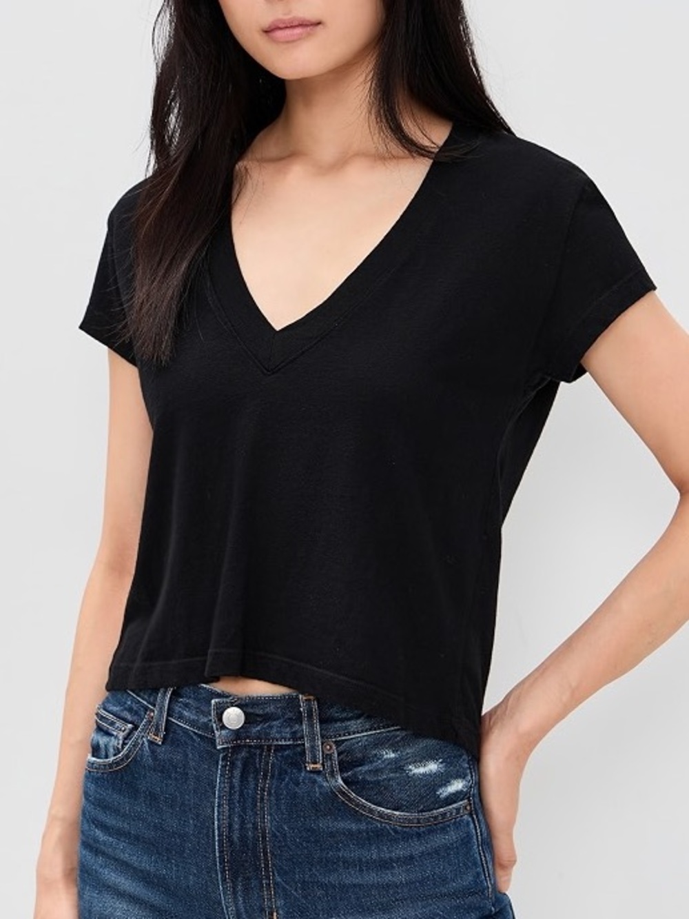 perfectwhitetee alanis recycled cotton v neck tee